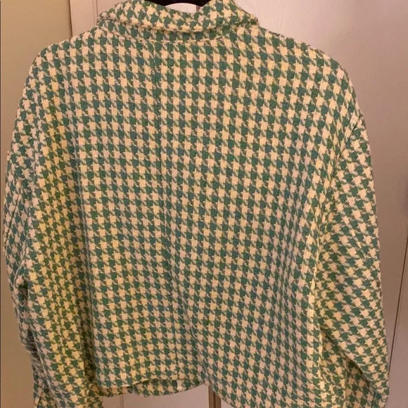 Anthropologie Green and White Houndstooth Blazer - Picture 6 of 7